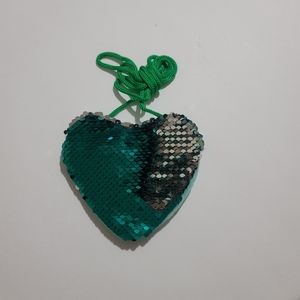 Flip sequin purse party heart shape with zipper